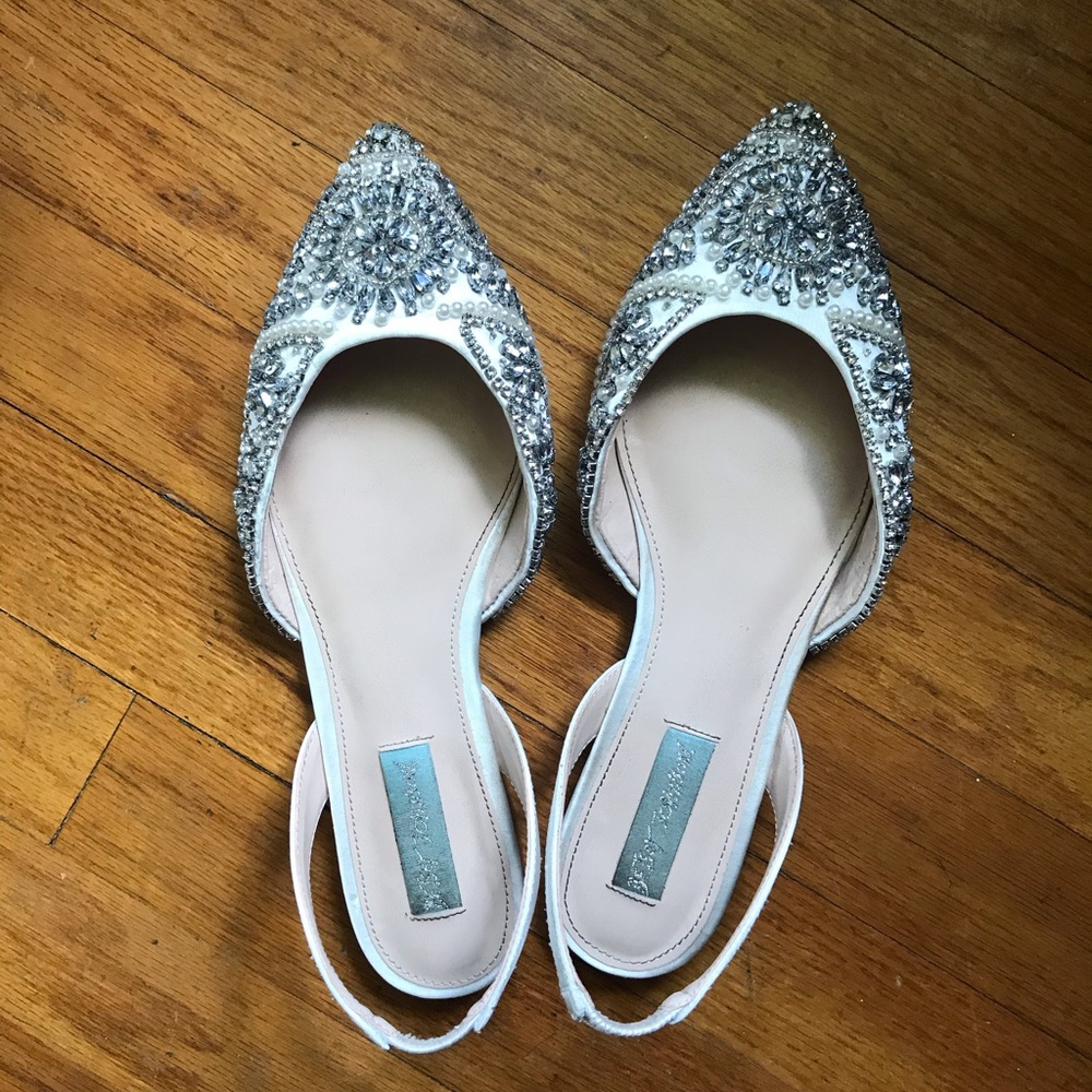 Betsey Johnson blue wedding flats/shoes